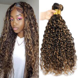 Highlight Curly Wave Human Hair Bundles P1B/27 20-24 Inch Sew-In Extensions